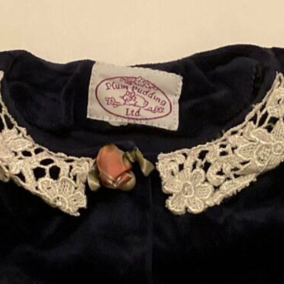 PLUM PUDDING Girls' Boutique Velour Romper ~ Sz 12-18m - Picture 2 of 2